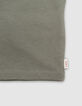 Khaki Mädchen-T-Shirt, Biobaumwolle, Palmen-Tiger, kupfer-5