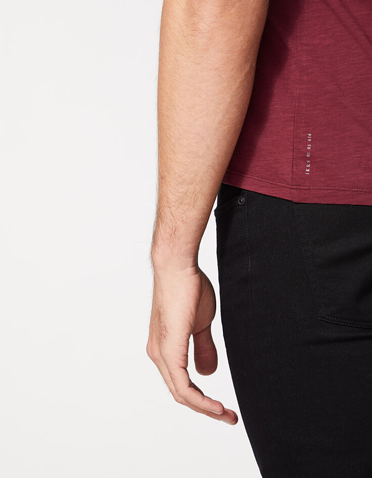 Men’s burgundy Essential V-neck T-shirt-5