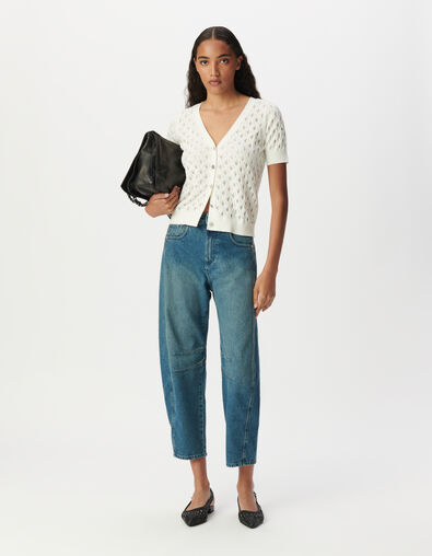 Ecru fine knit back/front reversible cardigan - IKKS