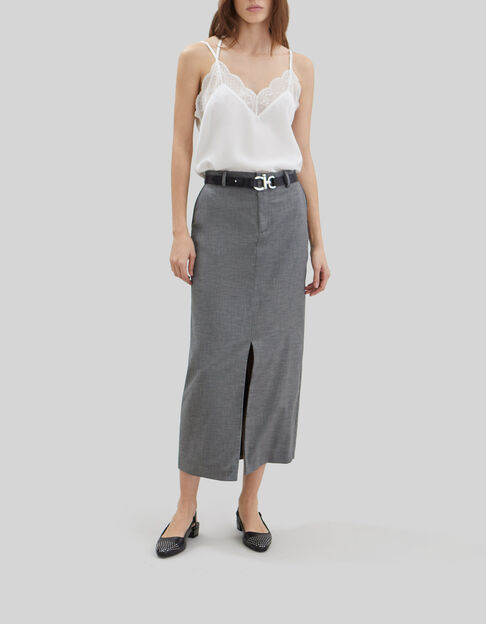 Pure Edition-Lange zwarte faux-uni rok Dames - IKKS