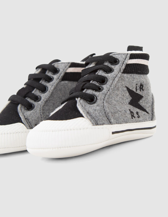 Baby boys’ grey and black mixed-fabric trainers-5