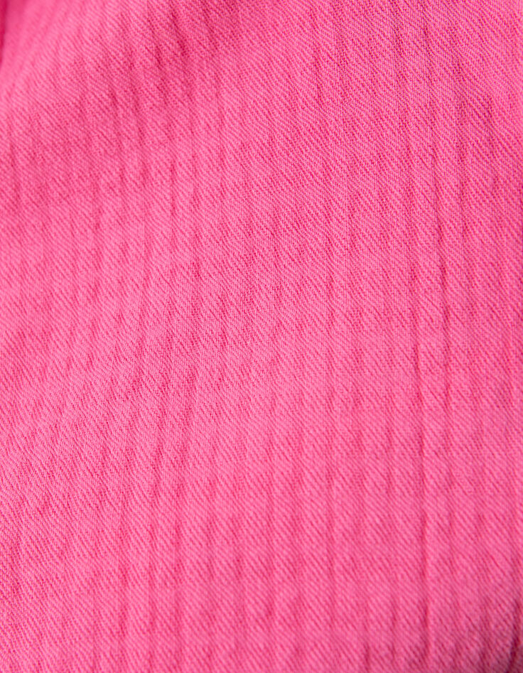 Blouse rose crépon encolure élastiquée fille-6