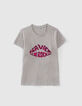 Graues Damen-T-Shirt mit Mundmotiv-4