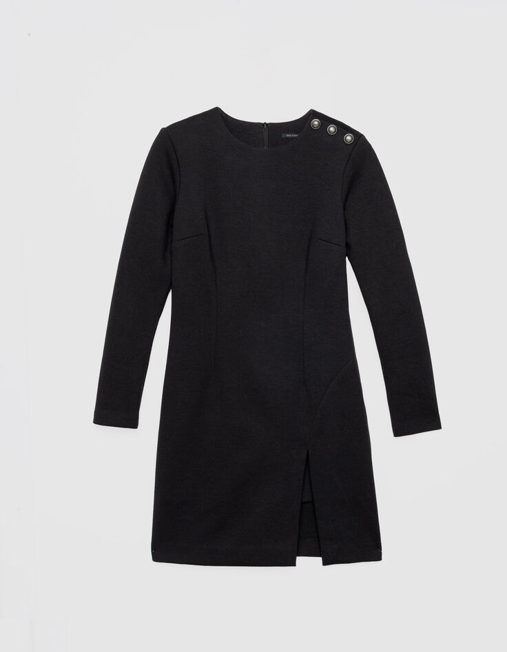 Vestido ceñido abertura negro punto Milano mujer-6