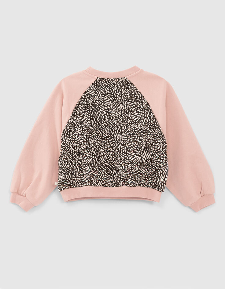 Sweat rose et imprim&eacute; graphique fille-2