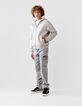 Cardigan relaxed gris zippé molleton néoprène garçon-2