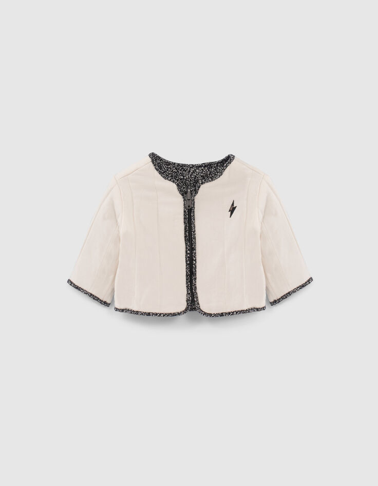 Cardigan réversible noir tachiste et écru bébé fille-2