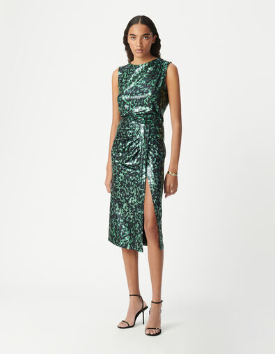 Dames-top met camouflageprint in groen metallic - IKKS