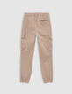 Beige JOGGER-Hose für Jungen mit elastischem Bund-6