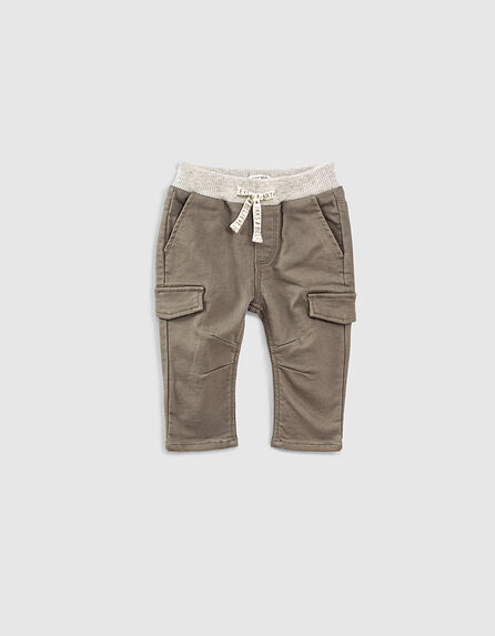 Baby boys’ khaki organic cotton combat trousers