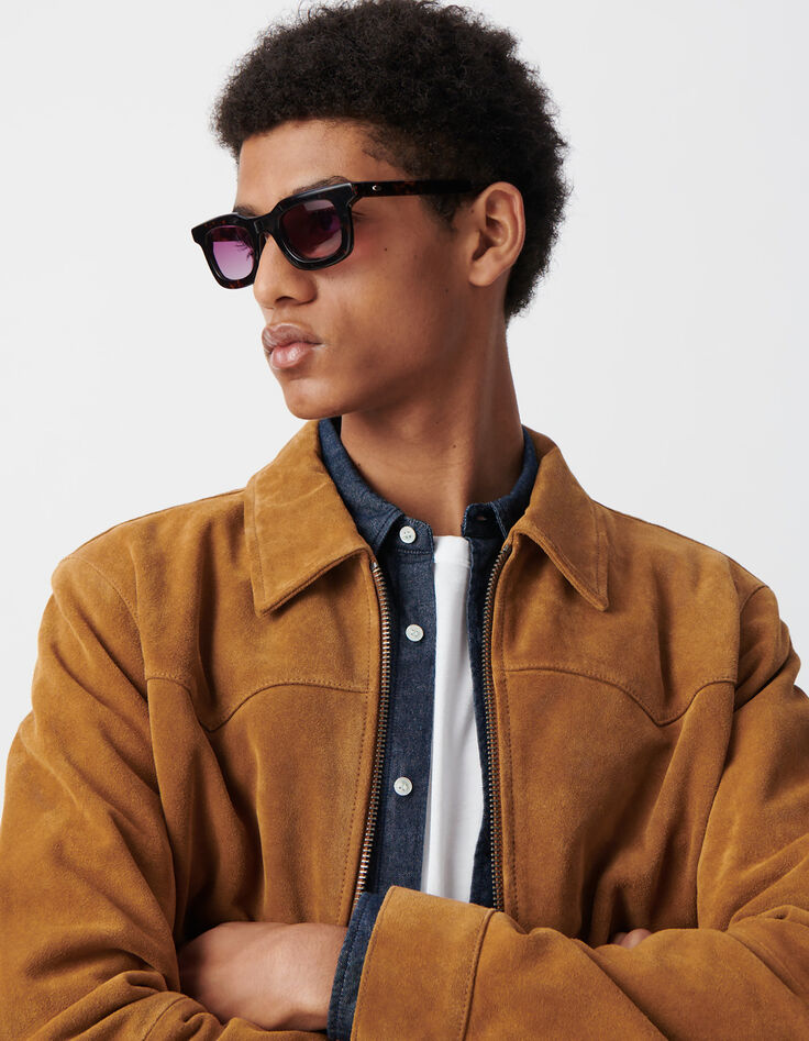 Chaqueta de piel de ante azafrán para Hombre-4