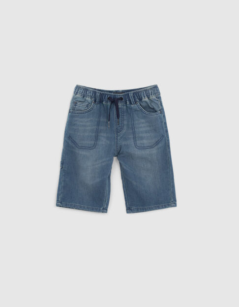 Boys’ blue denim elasticated waist Bermuda shorts - IKKS