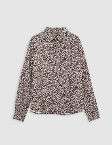 Black shirt LENZING™ ECOVERO™ graphic flowers boy - IKKS