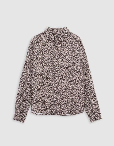 Black shirt LENZING™ ECOVERO™ graphic flowers boy Black shirt LENZING™ ECOVERO™ graphic flowers boy - IKKS