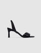 Dames sandalen met zwarte leren hak en elastische band-2