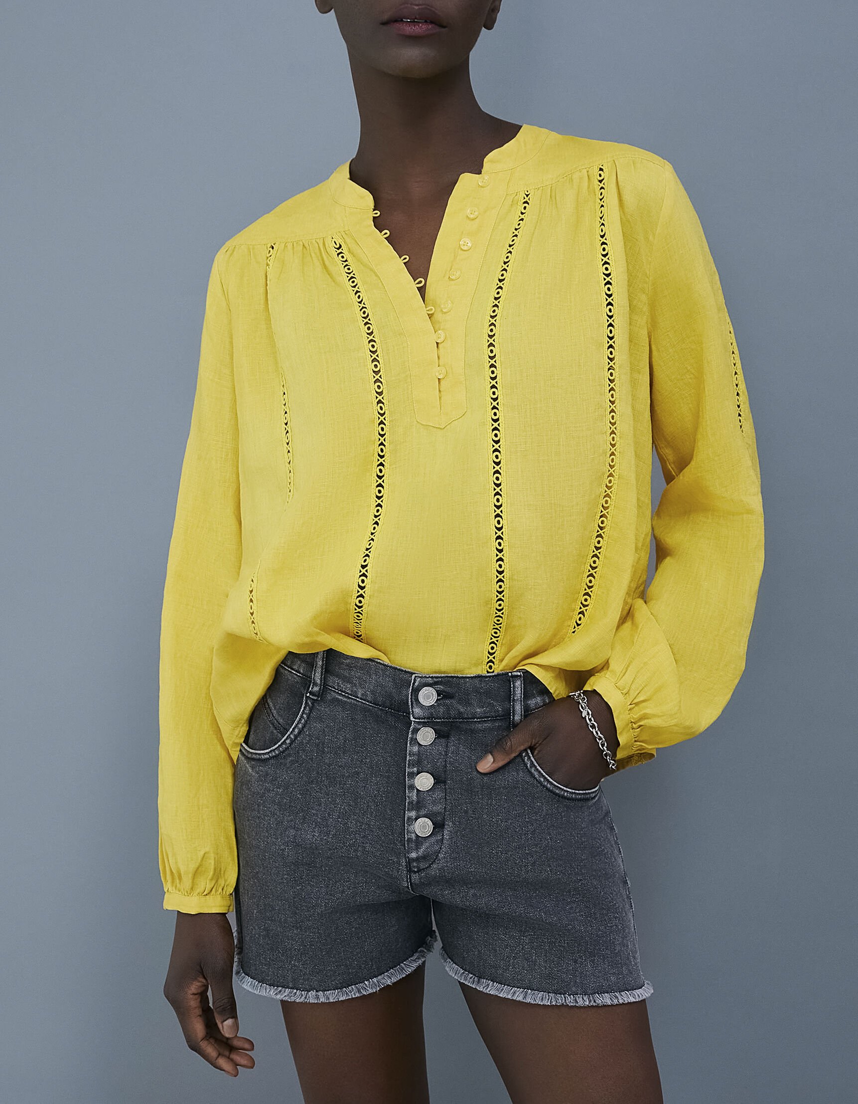 Blusa amarilla mujer clearance