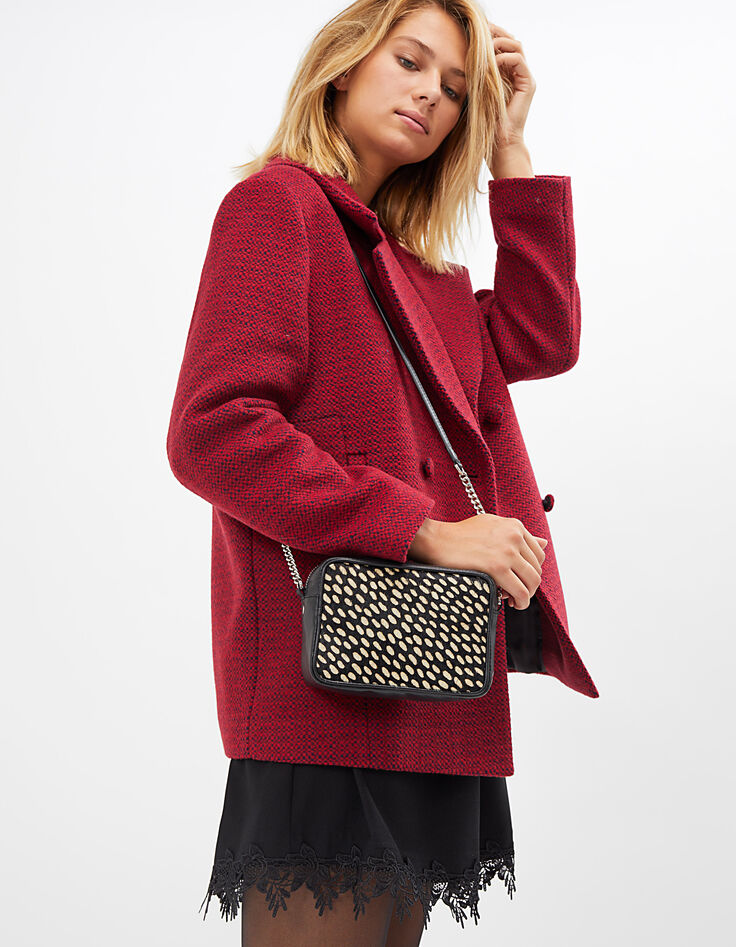 I.Code black fawn print leather bag-7