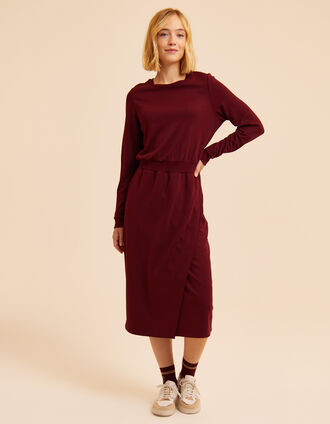 Robe longue bordeaux molleton monogramme I.Code