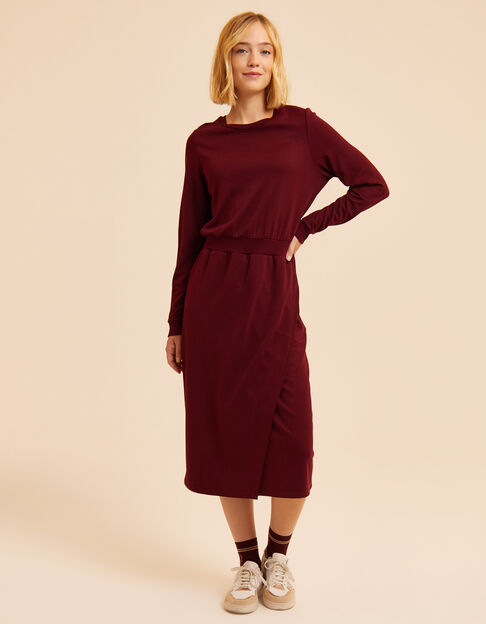 Lange bordeaux sweatjurk monogram I.Code