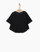 Zwarte geborduurde T-shirt-cape meisjes-3