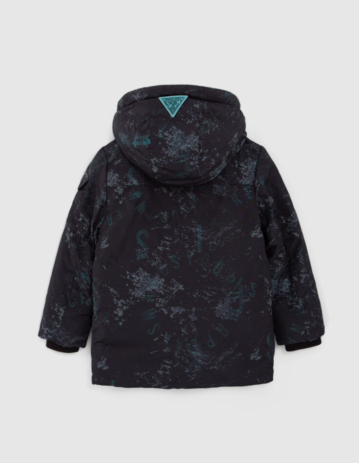 Parka negra estampado gráfico niño-3