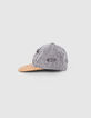 Jeanspet bleach grey geborduurd en beige jongens -2