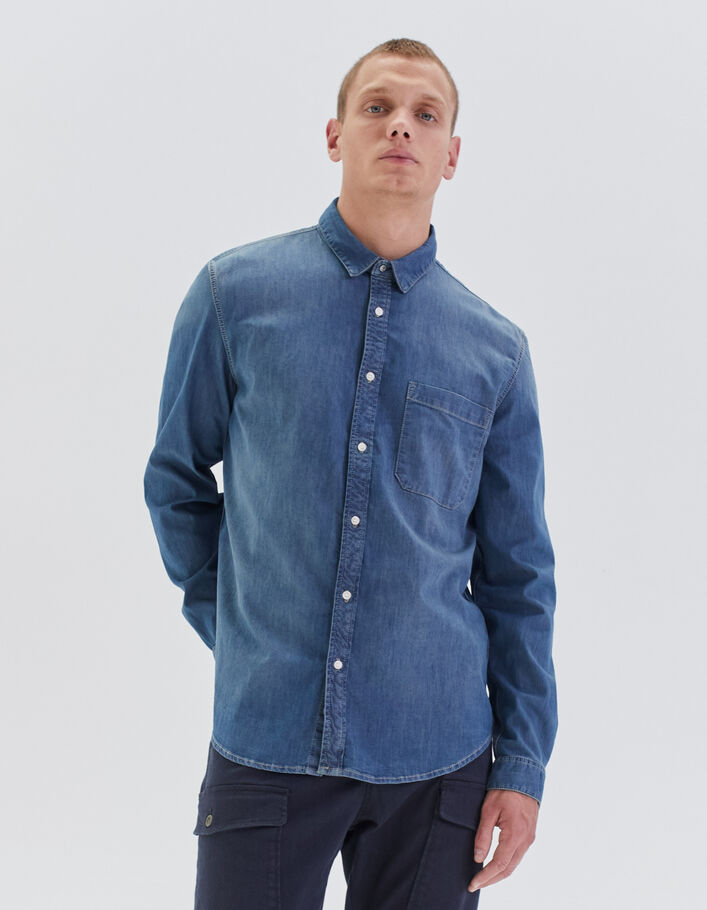 REGULAR jeanshemd indigoblauw Heren-1