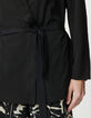 Chaqueta de mujer reversible negra con estampado de flores de cebra-6