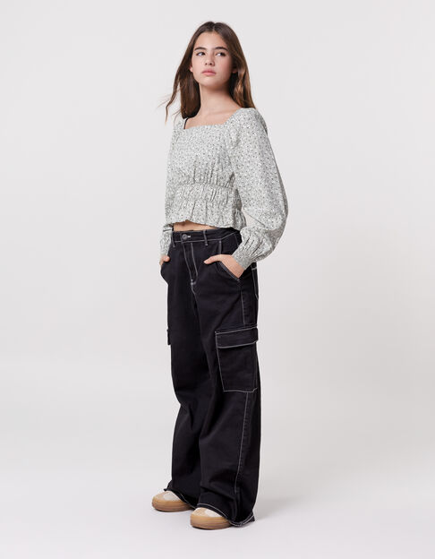 Jean LARGE noir fille - IKKS