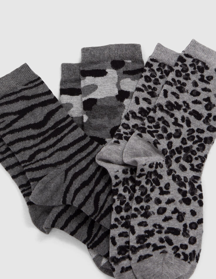 Calcetines grises y negros estampados mujer-6