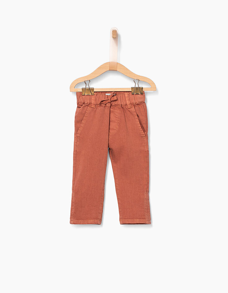 Pantalon terracotta élastiqué bébé garçon -1 Pantalon terracotta élastiqué bébé garçon -1