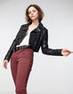 Rode slim fit 7/8 jeans met ritszakken voor dames-1