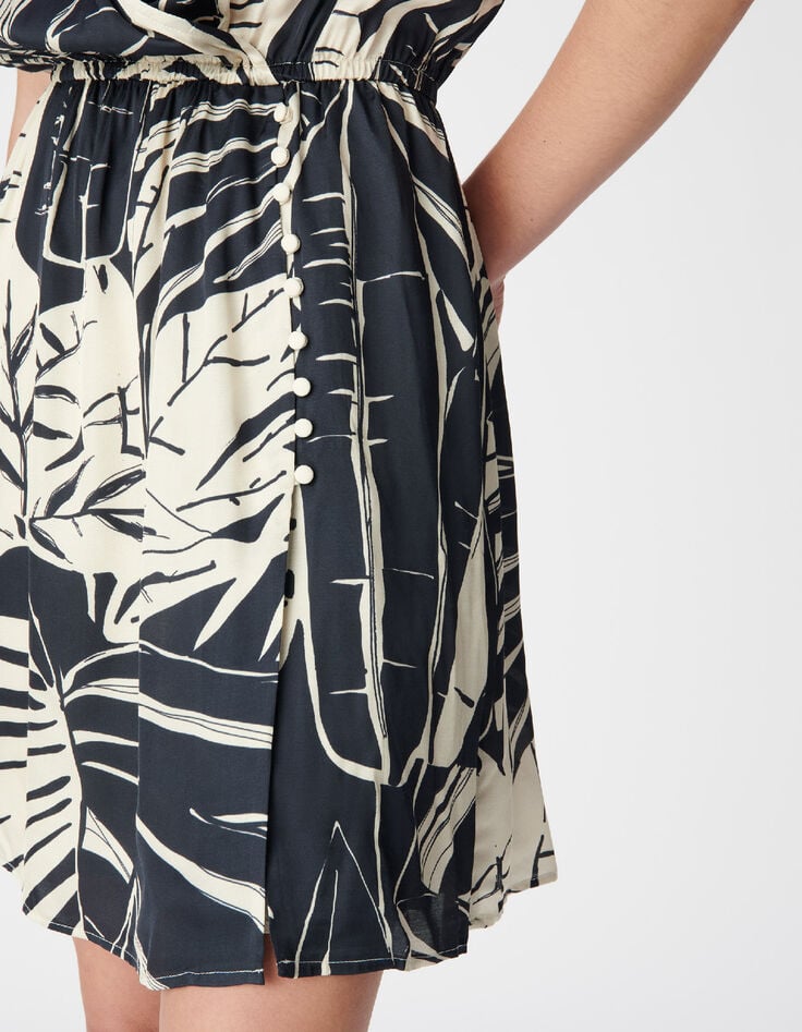 Robe marine imprim&eacute; maxi feuilles Femme-4