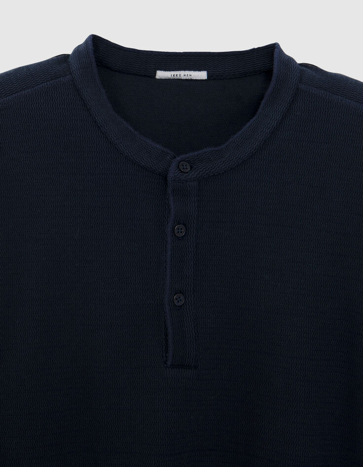 Men's navy embossed mesh T-shirt-5