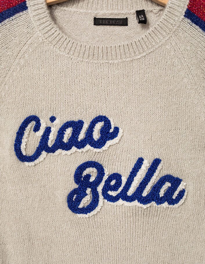 Robe-pull grise à patch bouclette Ciao Bella fille - IKKS