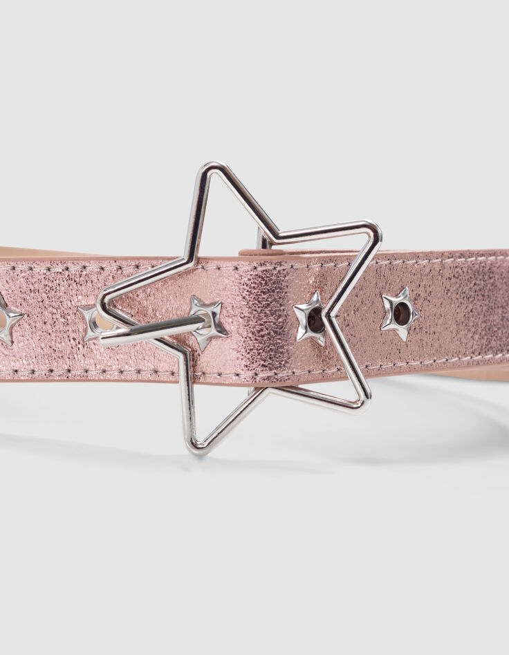 Metallic pink belt with star buckle for girl-6