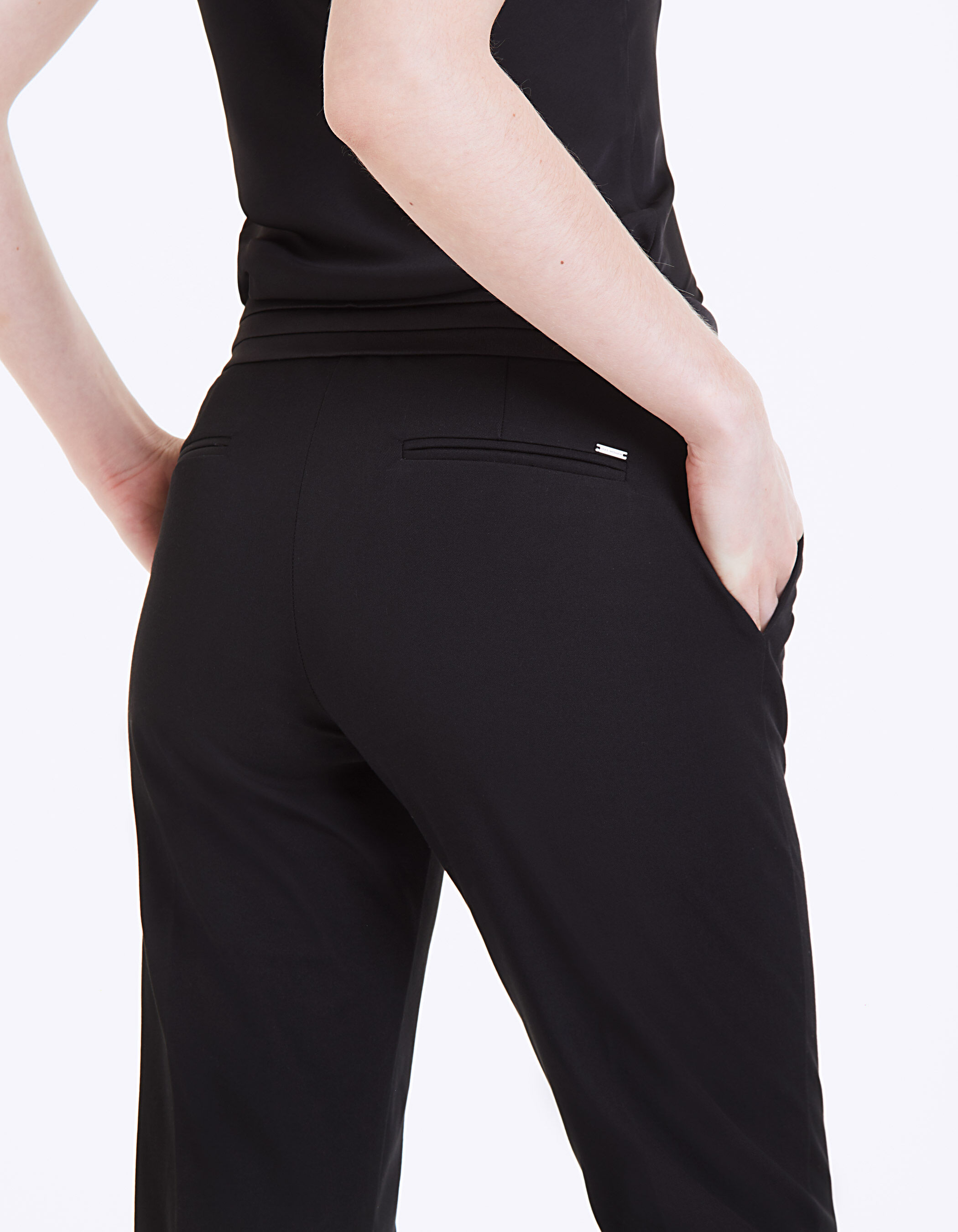 Black cotton cropped shop trousers