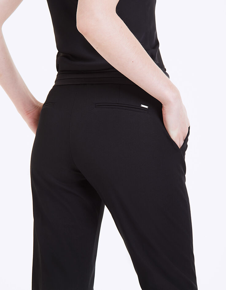 Pantalon cropped noir en coton stretch femme-5