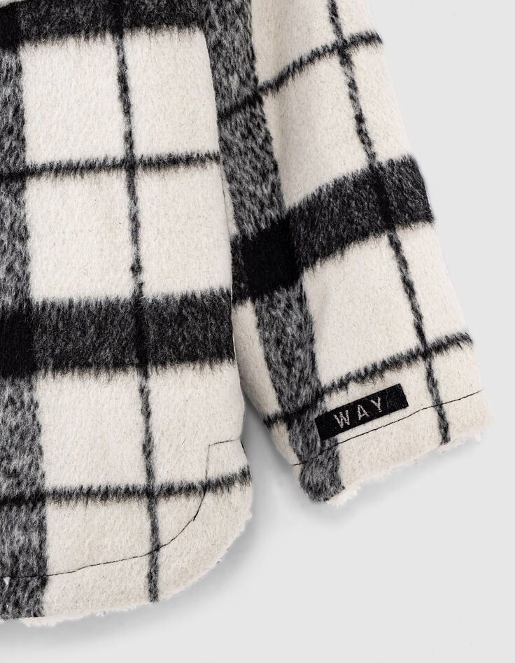Schwarzer 3-in-1-M&auml;dchenparka und Wendeoberhemd mit Karos-7