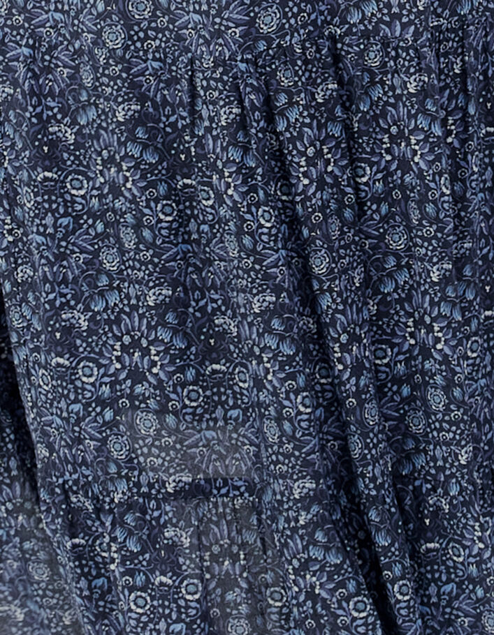 Robe longue marine imprimé fleurs bleues Femme - IKKS