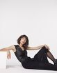 Langes 2-in-1-Damenkleid mit Lammlederweste-1