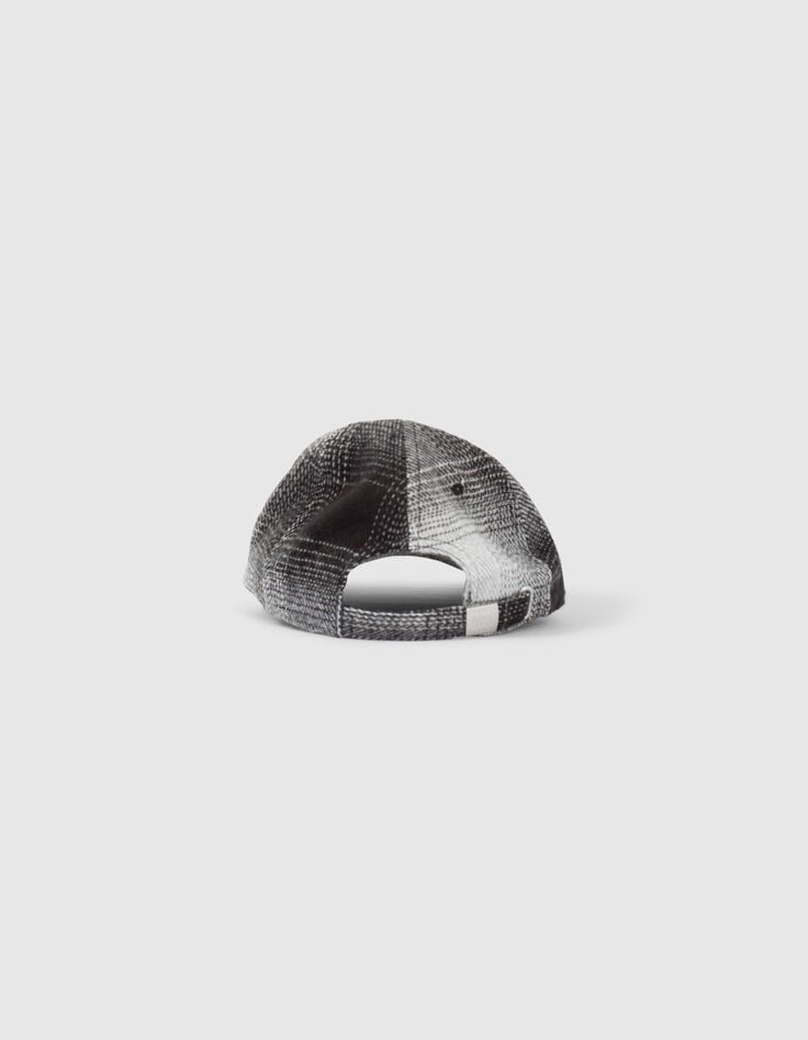 Casquette noire à carreaux message brodé fille-3