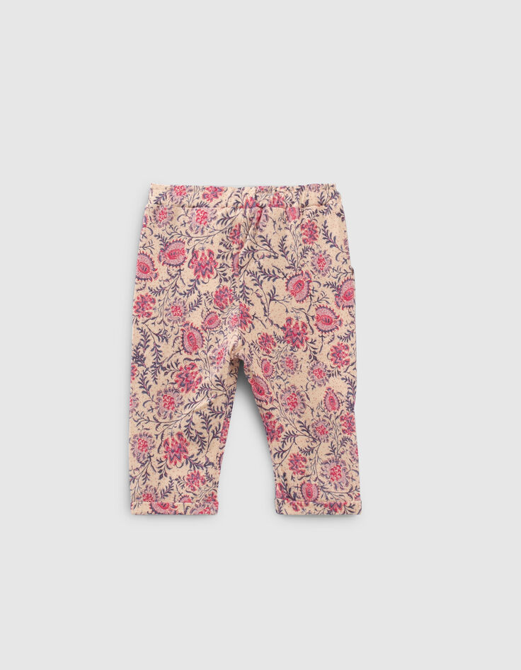 Pantalon rose imprimé floral cachemire bébé fille-2