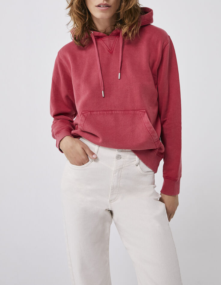Sudadera capucha loose algodón grosella print mujer-1
