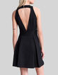 Schwarzes ausgestelltes Damen-Hemdblusenkleid-3