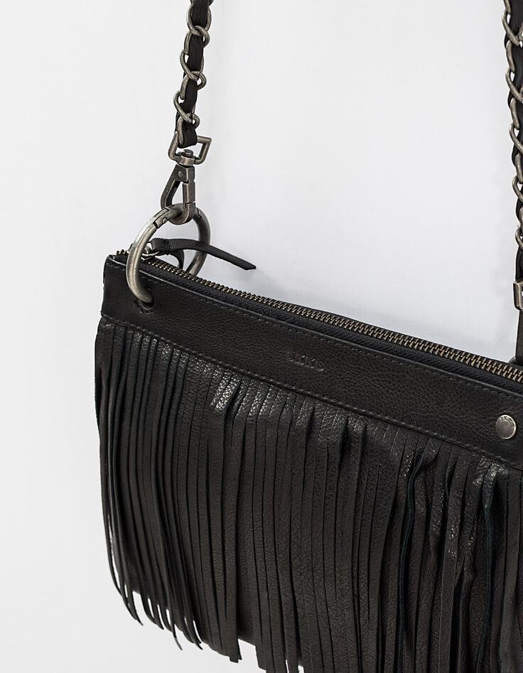 Damenledertasche The Reporter mit zwei Fächern, Schwarz-5
