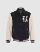 Men&rsquo;s navy mixed fabric baseball jacket with XL embroidery-6