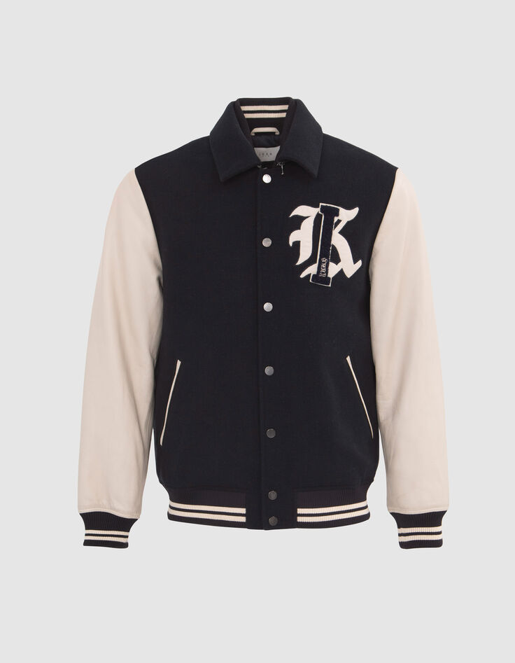 Men&rsquo;s navy mixed fabric baseball jacket with XL embroidery-6