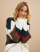 I.Code babery green, ecru, khaki and red sweater-1