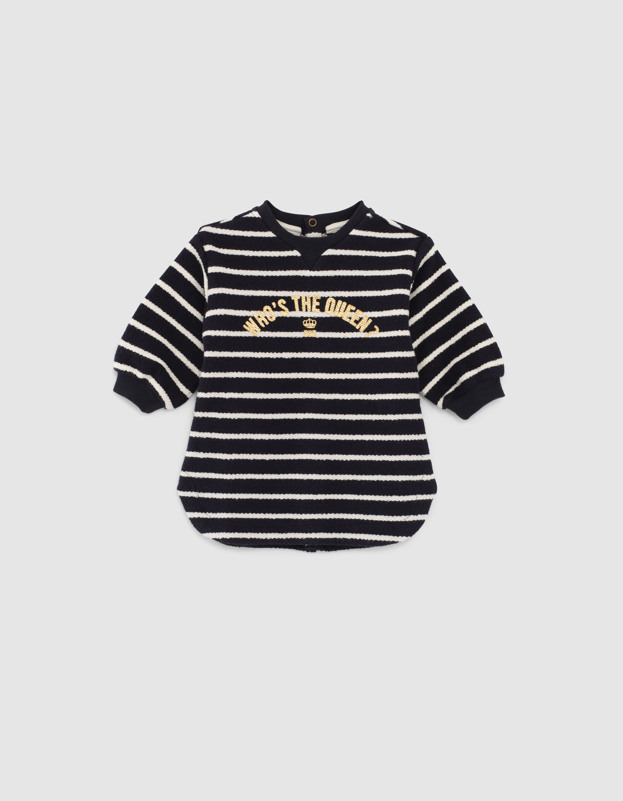 Robe mariniere navy maille rayee bebe fille